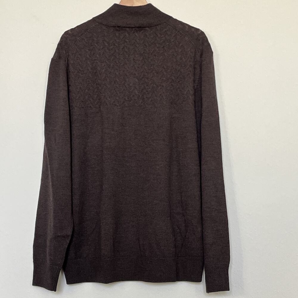 Mens TURNBURY MERINO WOOL Dark Brown Sweater Pullover Mock Neck Long Sleeve XL - Picture 8 of 8